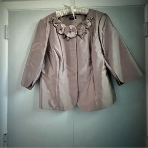 Adrianna Papell Evening Essentials Silk Jacket, Sz 18W, Beige